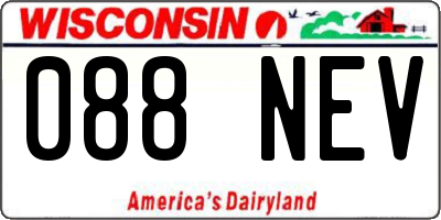 WI license plate 088NEV