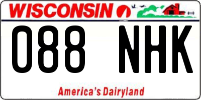 WI license plate 088NHK