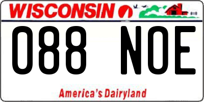 WI license plate 088NOE