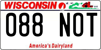 WI license plate 088NOT