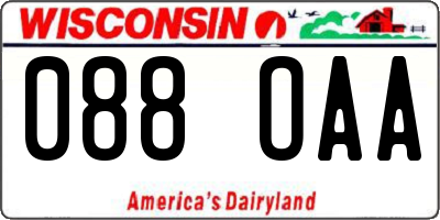 WI license plate 088OAA
