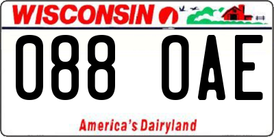 WI license plate 088OAE