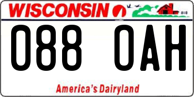 WI license plate 088OAH