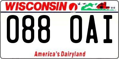 WI license plate 088OAI
