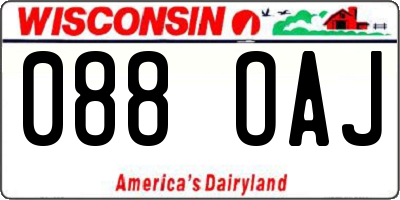 WI license plate 088OAJ