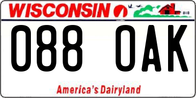 WI license plate 088OAK