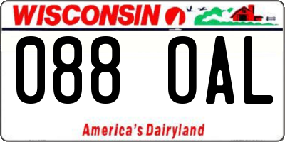 WI license plate 088OAL