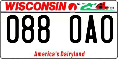 WI license plate 088OAO