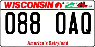 WI license plate 088OAQ