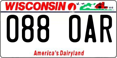 WI license plate 088OAR
