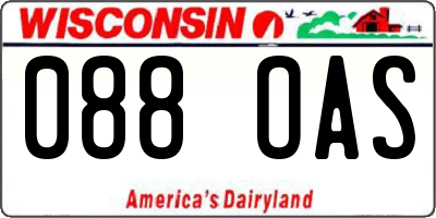 WI license plate 088OAS