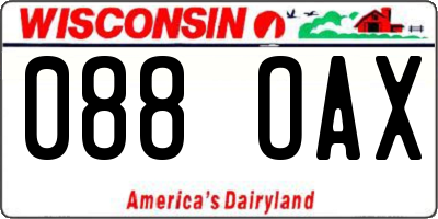 WI license plate 088OAX