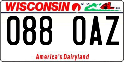 WI license plate 088OAZ