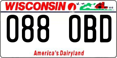 WI license plate 088OBD