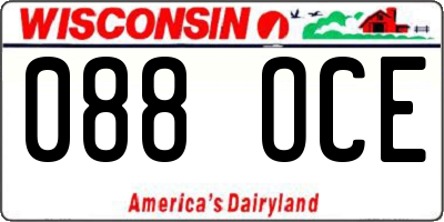 WI license plate 088OCE