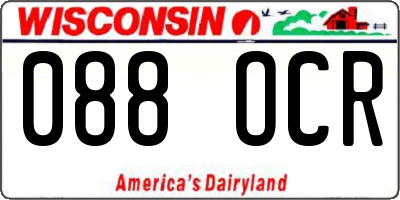 WI license plate 088OCR