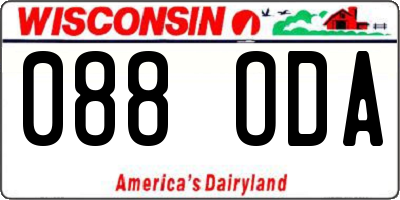 WI license plate 088ODA