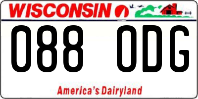 WI license plate 088ODG