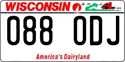 WI license plate 088ODJ