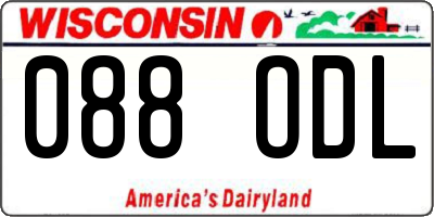 WI license plate 088ODL
