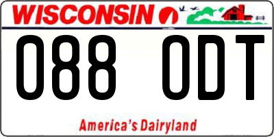 WI license plate 088ODT