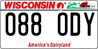 WI license plate 088ODY