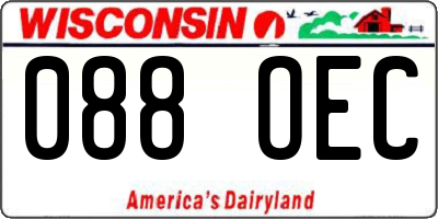 WI license plate 088OEC