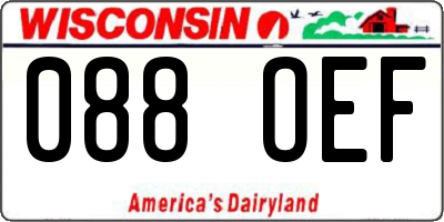 WI license plate 088OEF