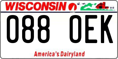 WI license plate 088OEK