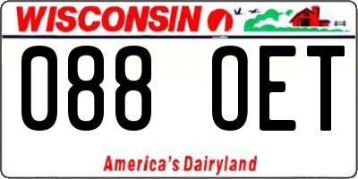 WI license plate 088OET