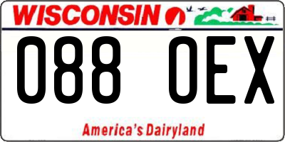 WI license plate 088OEX
