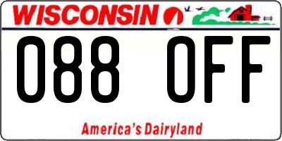 WI license plate 088OFF