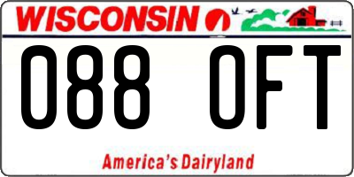 WI license plate 088OFT