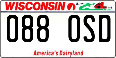 WI license plate 088OSD