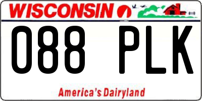 WI license plate 088PLK
