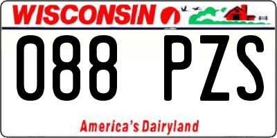 WI license plate 088PZS