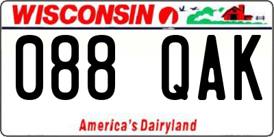 WI license plate 088QAK