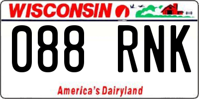 WI license plate 088RNK
