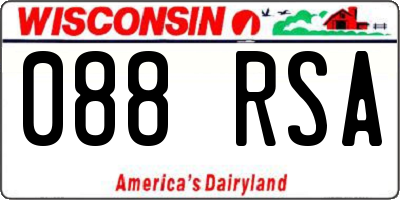 WI license plate 088RSA