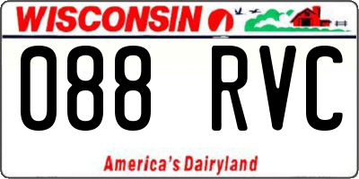 WI license plate 088RVC