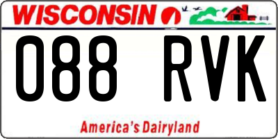 WI license plate 088RVK