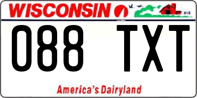 WI license plate 088TXT