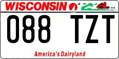 WI license plate 088TZT