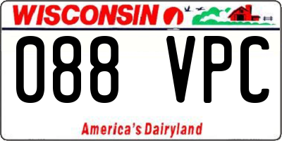 WI license plate 088VPC