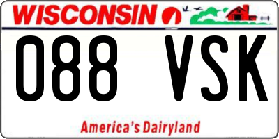 WI license plate 088VSK