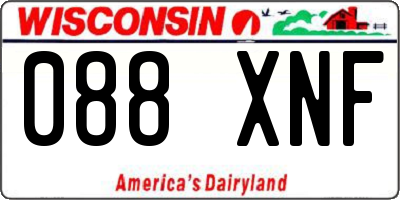 WI license plate 088XNF