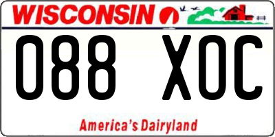 WI license plate 088XOC