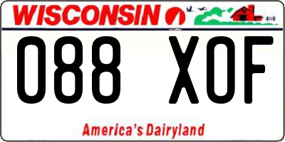 WI license plate 088XOF