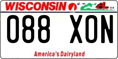 WI license plate 088XON