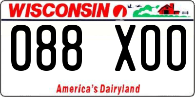 WI license plate 088XOO
